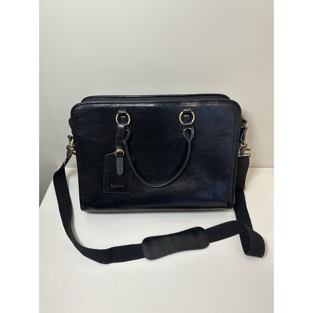 Kattee Black Genuine Leather Laptop Bag Briefcase, Large Capacity